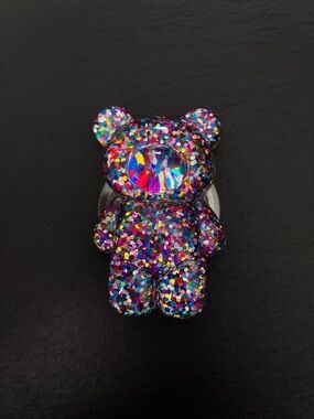 Multicolor Glitter Bear Phone Grip Pop Socket